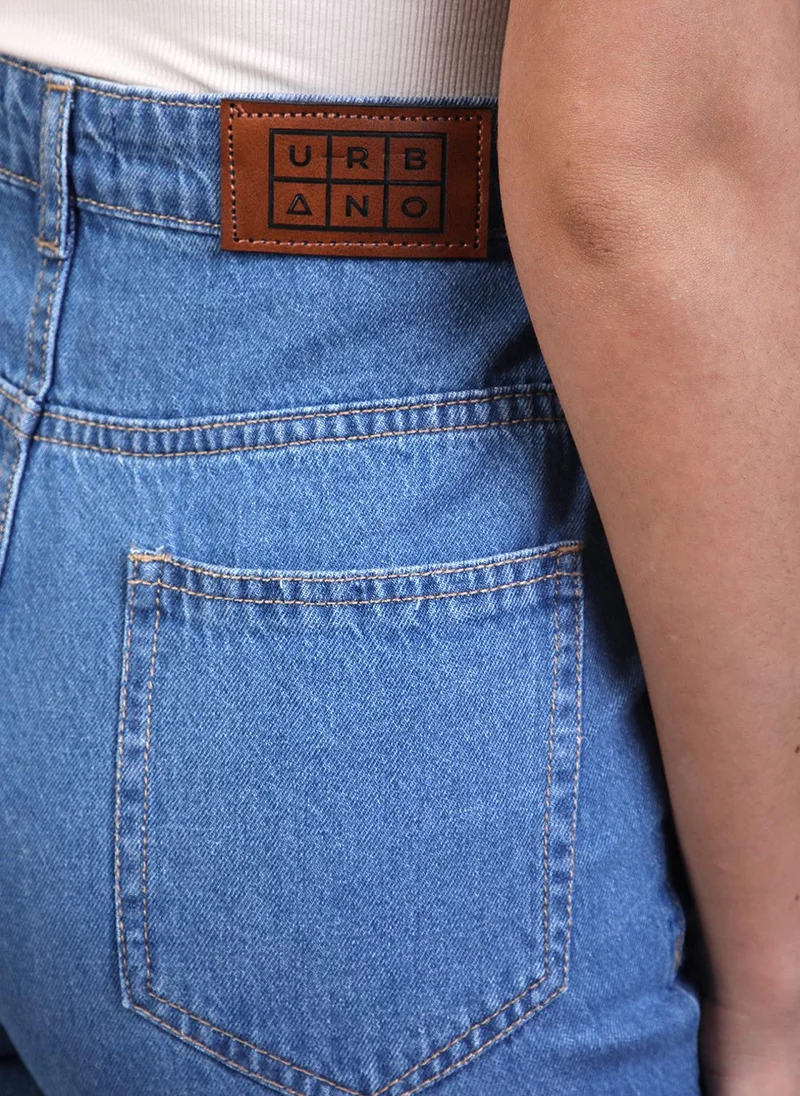 Urbano Fashion  Urbano Fashion Women's Ice Blue Regular Fit Wide Leg Washed Jeans for Women | Best Price UAE